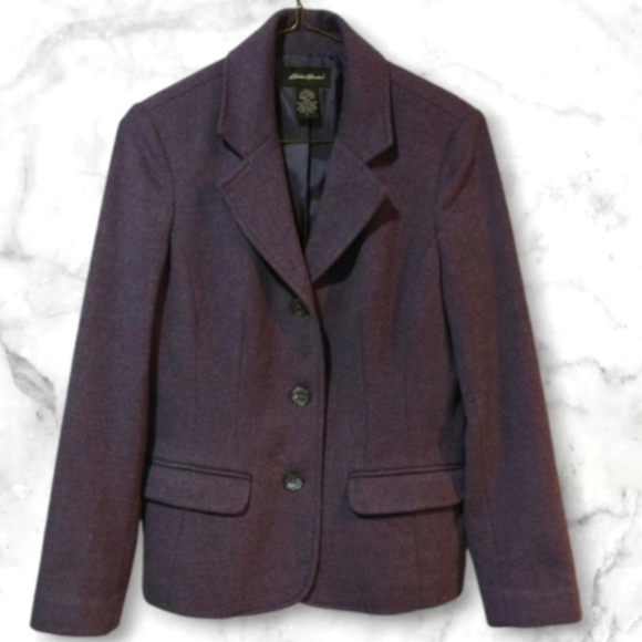 Eddie Bauer Angora Rabbit Hair And Wool Blazer Small Purple Vintage Y2K - Picture 2 of 5